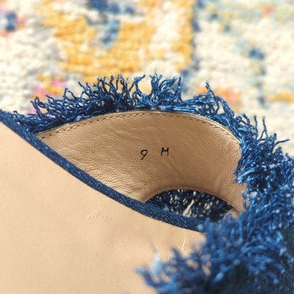 Jon Josef Noble Dark Wash Denim Frayed Criss Cross Open Toe Slide Sandals 9 - Picture 13 of 15